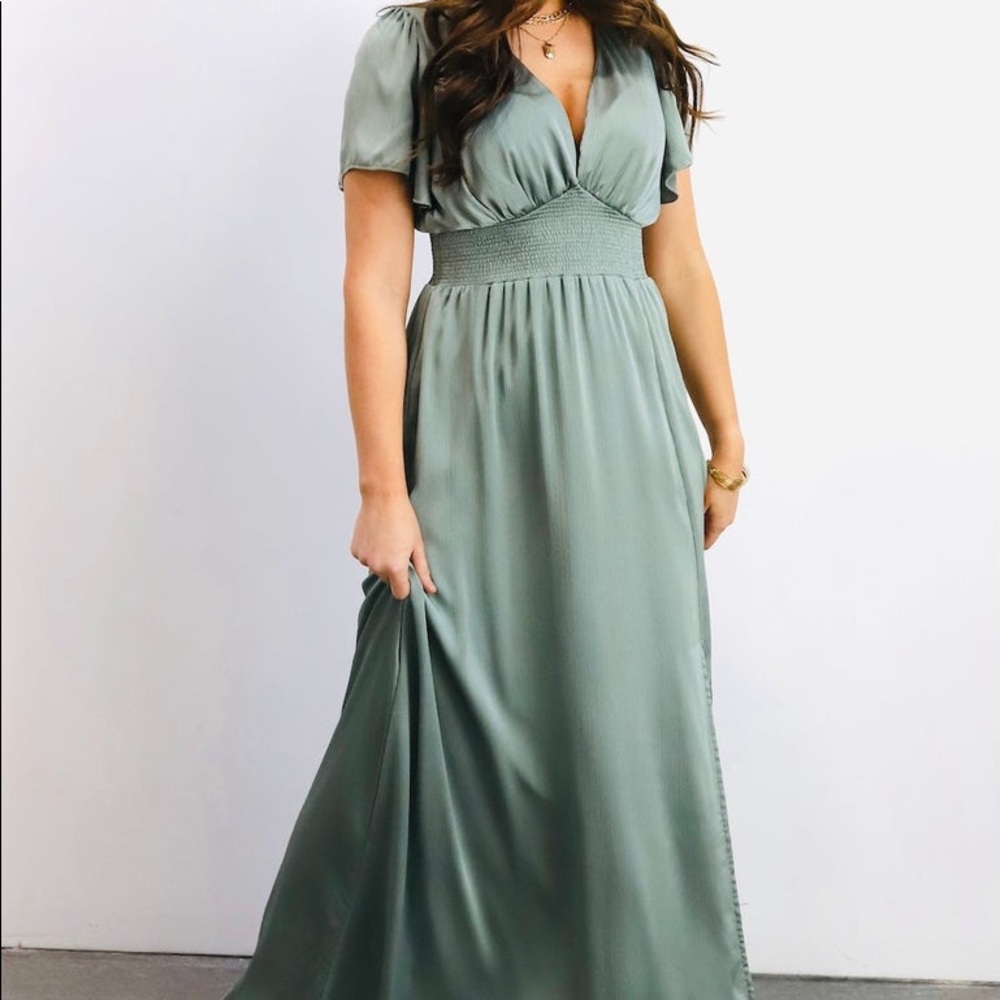 Eucalyptus Satin Maxi Dress